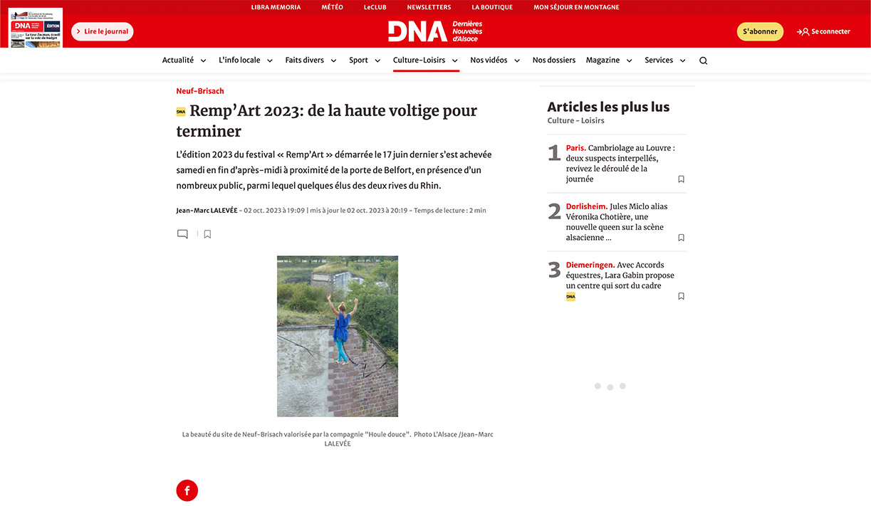 Fil de lΓCOEau Festival RempΓCOArts Neuf Brisach 68 - Houle Douce Association de spectacles aériens