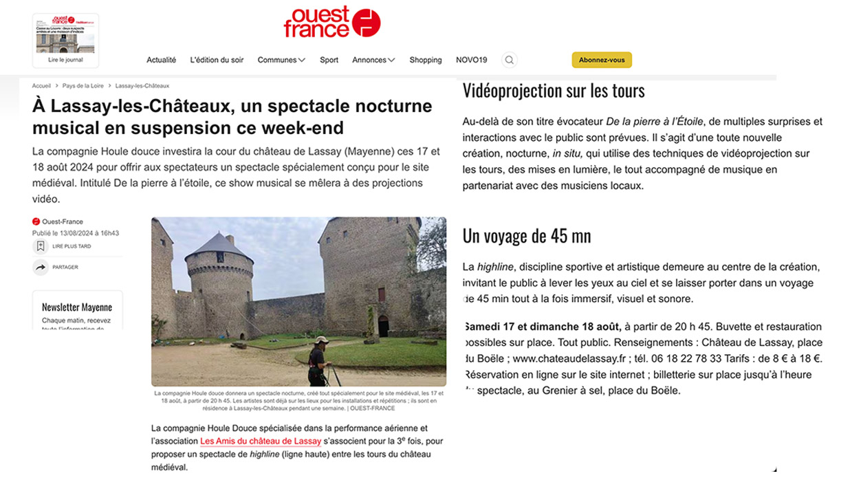 Habiter Entre De la Pierre a╠C lΓCOE╠utoile 1 Cha╠eteau de Lassay 53 - Houle Douce Association de spectacles aériens