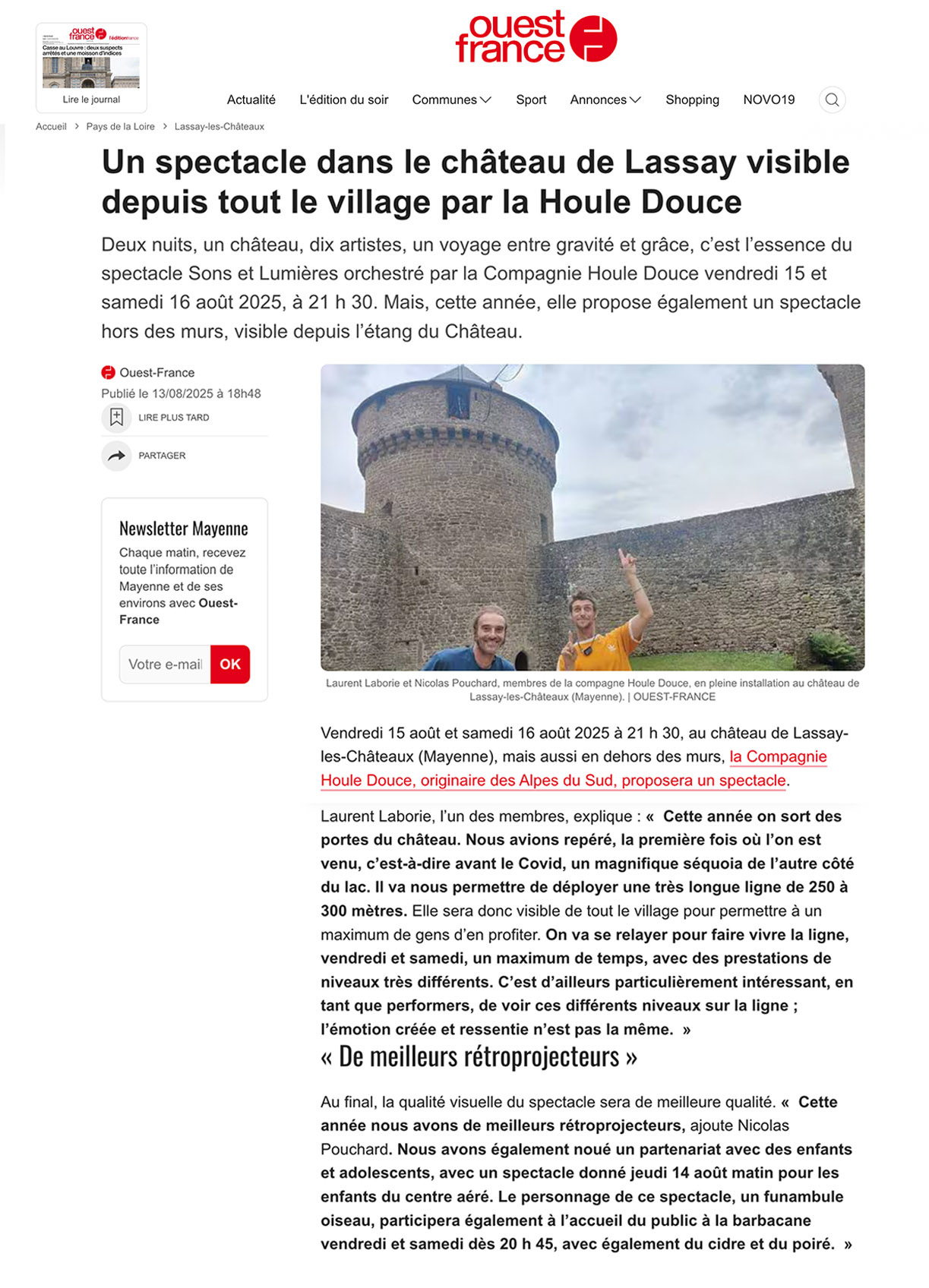 Habiter Entre De la Pierre a╠C lΓCOE╠utoile 2 Cha╠eteau de Lassay 53 - Houle Douce Association de spectacles aériens