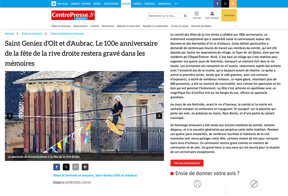 Habiter Entre la Fe╠ete de la Rive Droite Saint Geniez dΓCOOlt 12 - Houle Douce Association de spectacles aériens