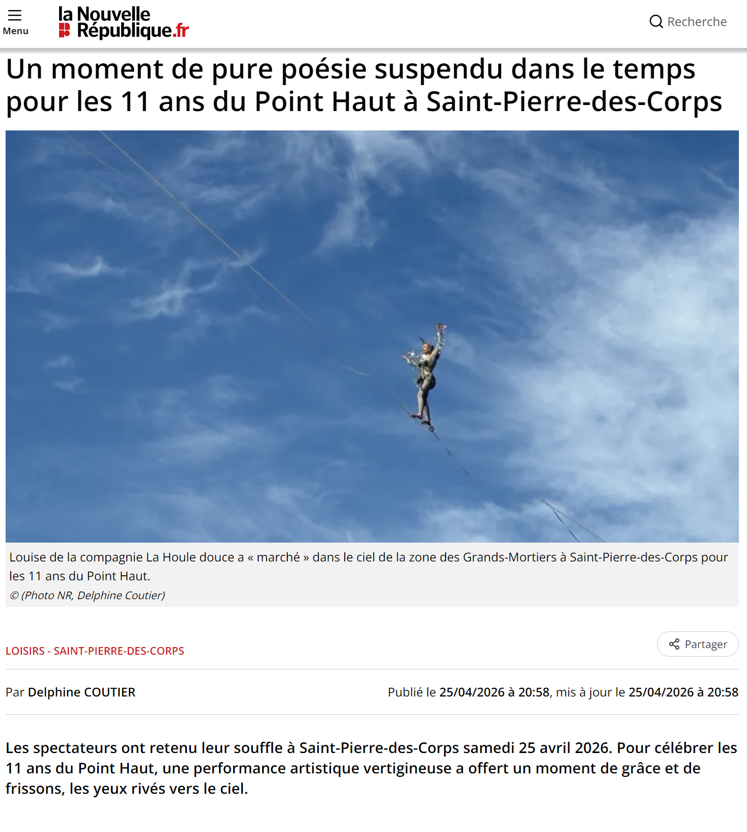 Houle Douce La Nouvelle Republique - Houle Douce Association de spectacles aériens